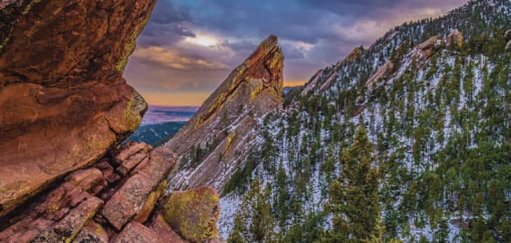 View of sky between two rock formations